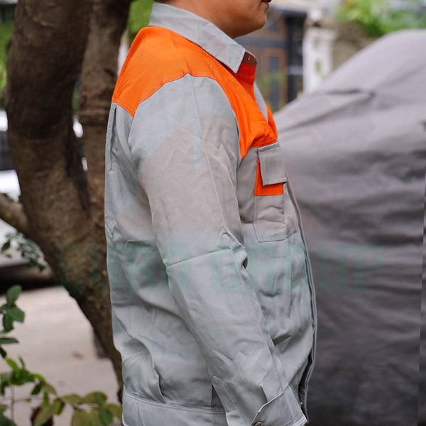 Áo đồng phục công nhân phối màu xám cam