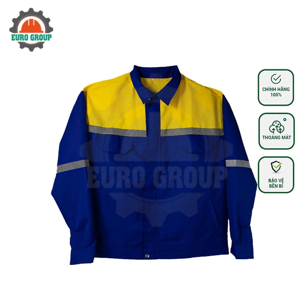 Áo đồng phục công nhân phối màu xanh bích xám trắng kaki chéo 2/1