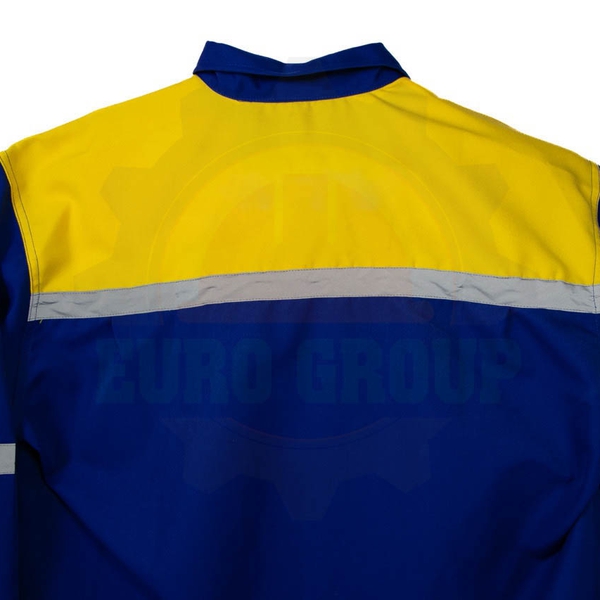 Áo đồng phục công nhân phối màu xanh bích xám trắng kaki chéo 2/1