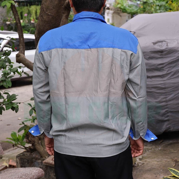 Áo đồng phục công nhân xám phối xanh bích