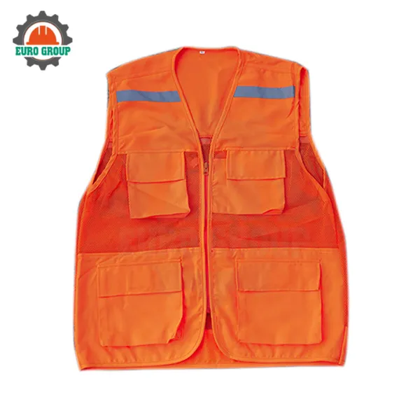 Áo ghi lê bảo hộ phản quang 4 túi Poly – 1 khóa kéo, nhẹ, bền, may theo yêu cầu