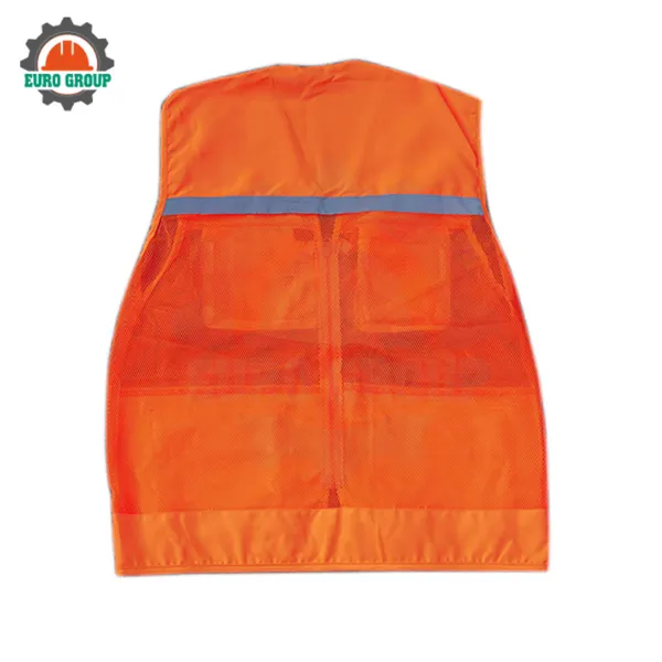 Áo ghi lê bảo hộ phản quang 4 túi Poly – 1 khóa kéo, nhẹ, bền, may theo yêu cầu