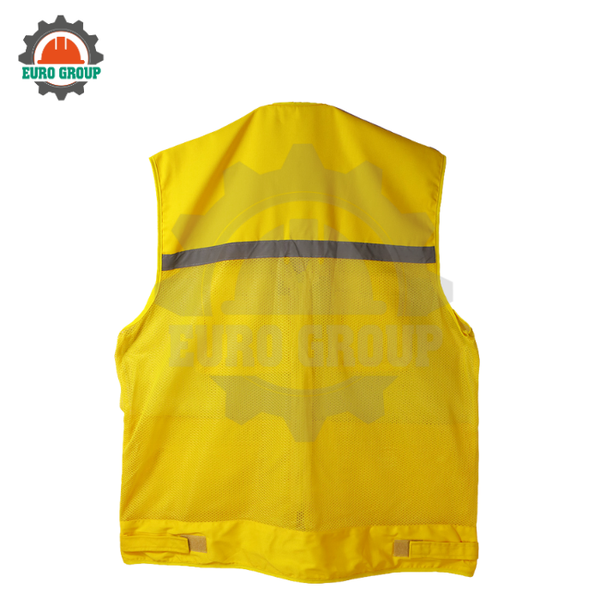 Áo ghi lê bảo hộ phản quang 4 túi Poly – 1 khóa kéo, nhẹ, bền, may theo yêu cầu
