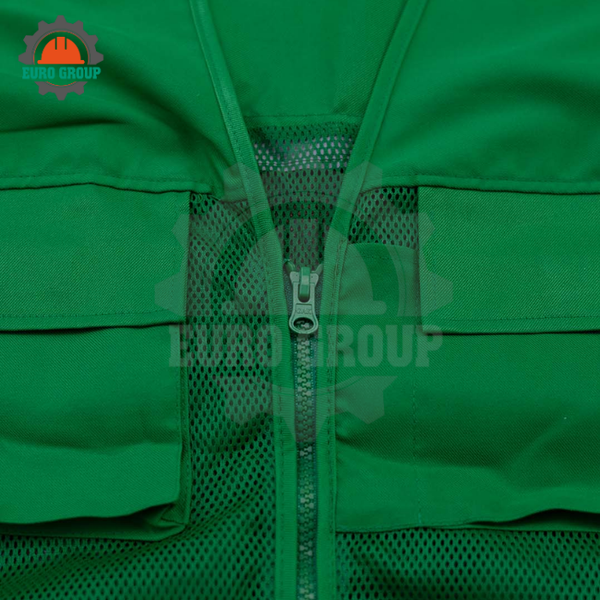 Áo ghi lê bảo hộ phản quang 4 túi Poly – 1 khóa kéo, nhẹ, bền, may theo yêu cầu