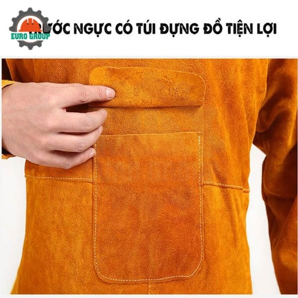 Áo Khoác Da Bò Thợ Hàn Chống Nhiệt Chống Tia Lửa