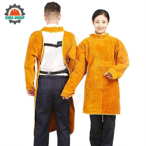 Áo Khoác Da Bò Thợ Hàn Chống Nhiệt Chống Tia Lửa