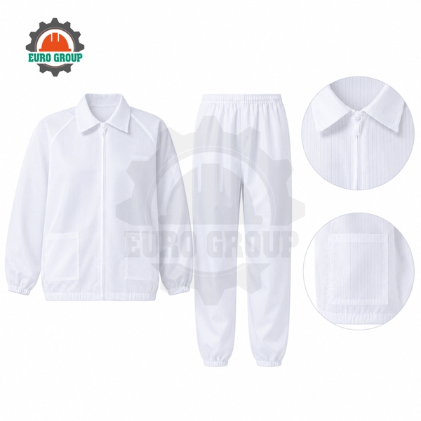 Áo Rời Quần Rời Phòng Sạch Chống Tĩnh Điện Polyester Pha Sợi Carbon