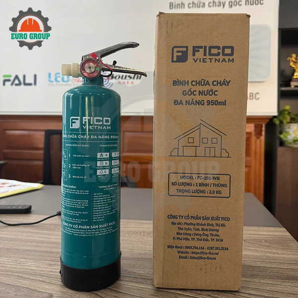 Bình Chữa Cháy Gốc Nước Đa Năng FICO 950ml Vỏ Thép Chính Hãng