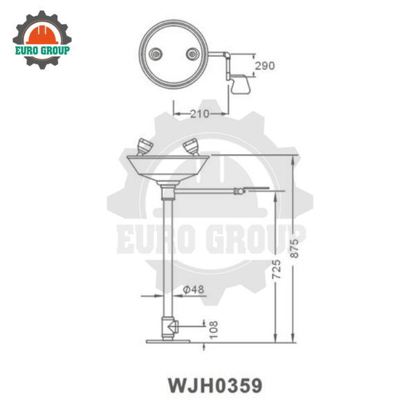 Bồn Rửa Mắt Khẩn Cấp WJH0359 Chân Đứng Inox SUS304