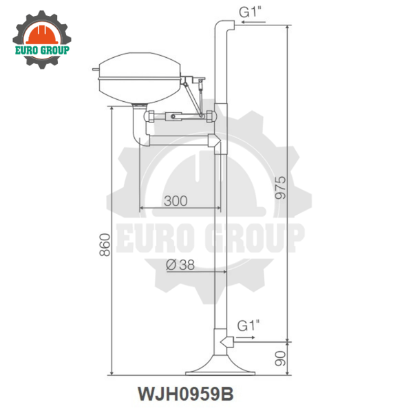 Bồn Rửa Mắt Inox 304 WJH0959B Có Nắp Đậy Và Đạp Chân