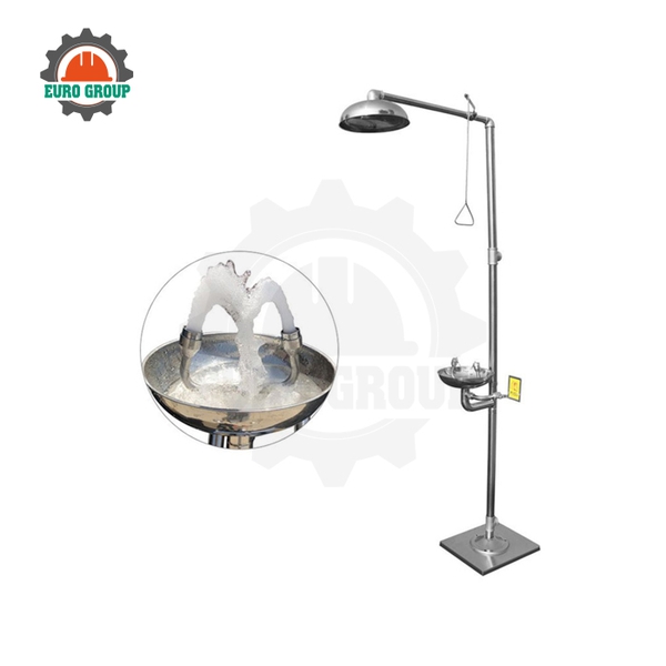 Bồn Rửa Mắt Và Tắm Khẩn Cấp Đứng Inox 304 Có Chân Đạp