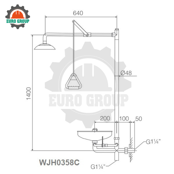 Bồn Rửa Mắt Và Tắm Khẩn Cấp WJH0358C Kết Hợp