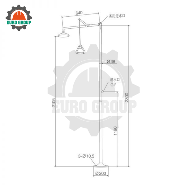 Vòi Tắm Và Rửa Mắt Kết Hợp WJH0458C Chống Hóa Chất
