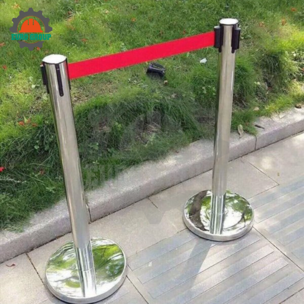 Cột Chắn Inox Dây Kéo 2m Đỏ Xanh Đen Phân Làn
