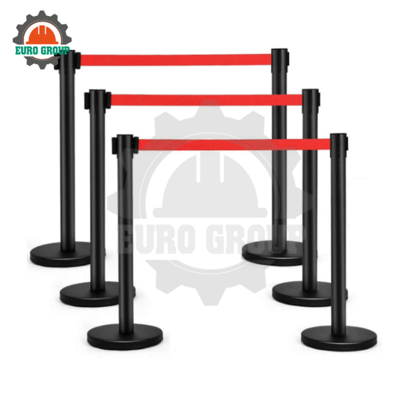 Cột Chắn Inox Dây Kéo Đỏ 3m Đế Bằng