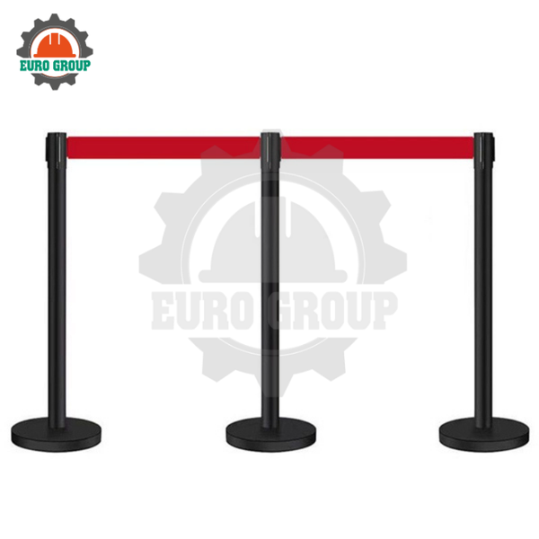 Cột Chắn Inox Dây Kéo Đỏ 3m Đế Bằng