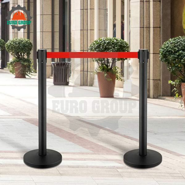 Cột Chắn Inox Dây Kéo Đỏ 3m Đế Bằng