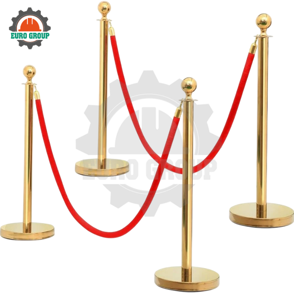 Cột Chắn Inox Vàng Dây Nhung 1.5m Chóp Cầu Sang Trọng