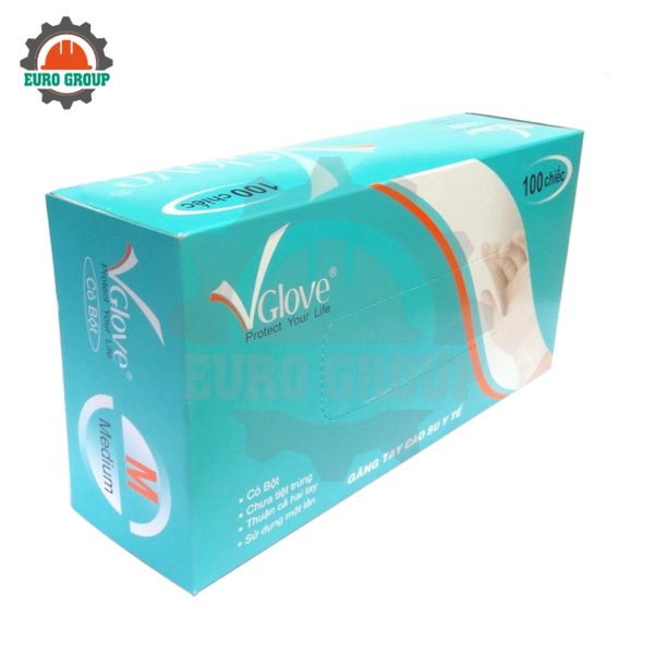 Găng Tay Cao Su Y Tế Có Bột VGlove Latex Dùng Một Lần