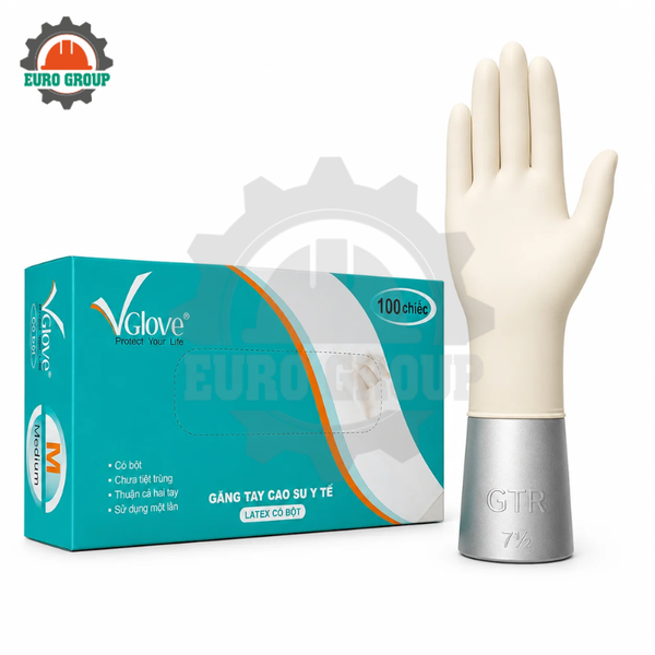 Găng Tay Cao Su Y Tế Có Bột VGlove Latex Dùng Một Lần