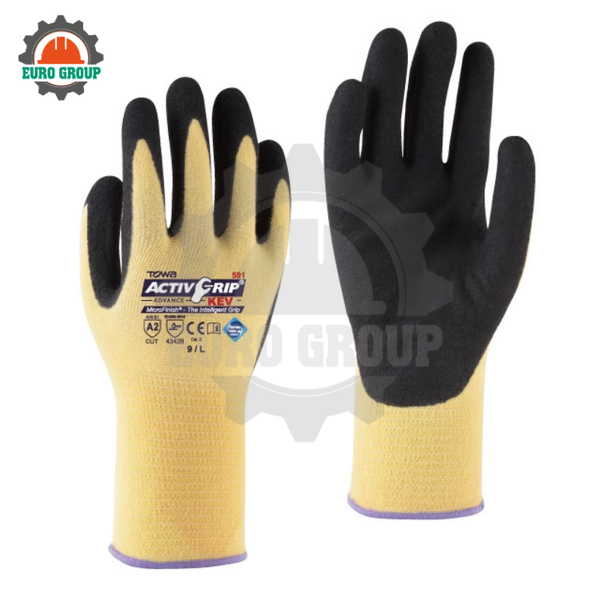 Găng Tay Đa Dụng, Chống Dầu, Chống Cắt Towa 591 Kevlar®, Phủ Nitrile Kép, Công Nghệ MicroFinish
