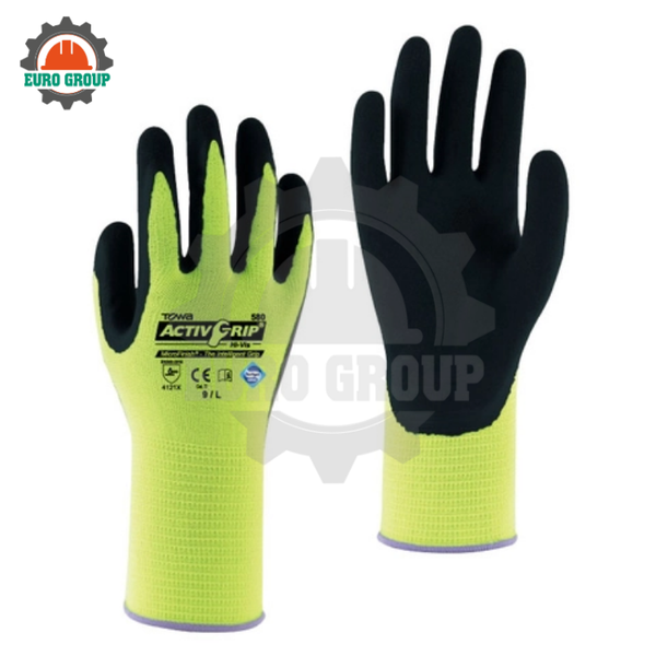 Găng Tay Chống Cắt TOWA ActivGrip Hi-vis 580 Phủ Nitrile, Lót Nylon 13-Gauge, Chống Dầu