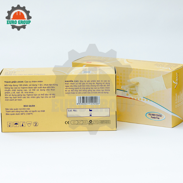 Găng Tay Cao Su Y Tế Không Bột VGlove Latex Dùng Một Lần