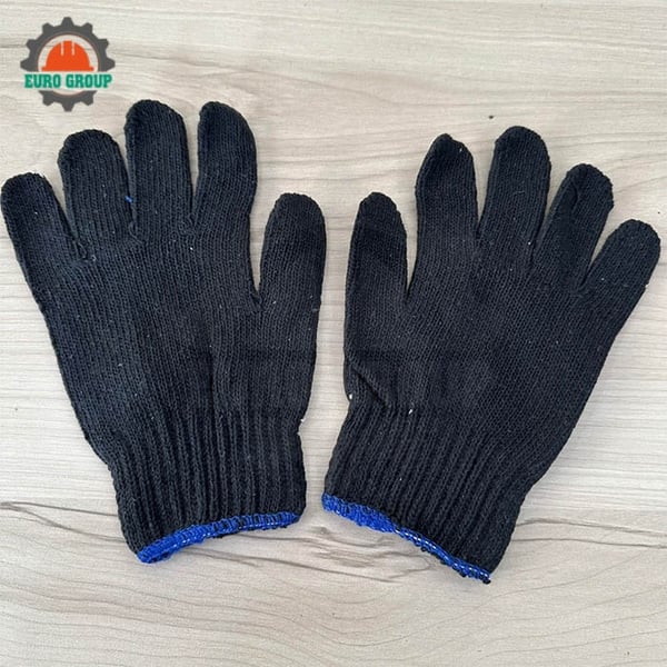 Găng Tay Bảo Hộ Len Màu Đen Cotton Chống Trơn Trượt