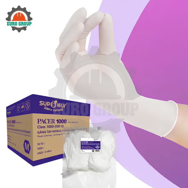 Găng Tay Nitrile Phòng Sạch Superieur Không Bột Chống Tĩnh Điện