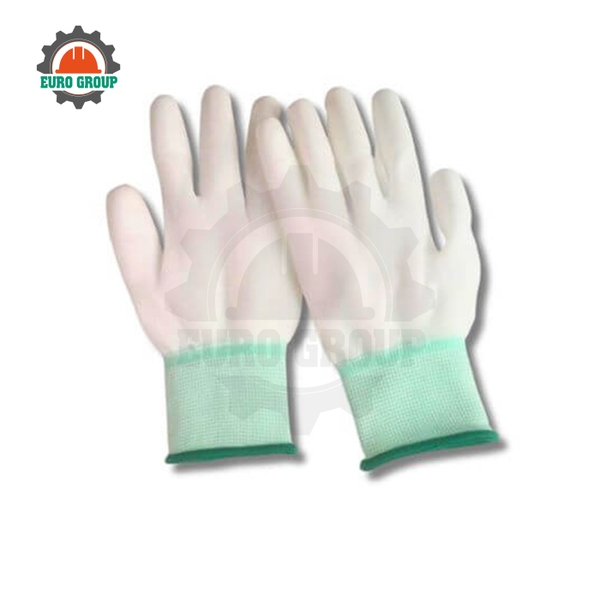 Găng Tay Phủ Ngón PU Trắng Chống Tĩnh Điện, Phủ PU Tăng Độ Bám