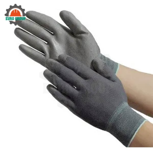 Găng Tay Phủ PU Lòng Bàn Tay Màu Xám Chống Tĩnh Điện
