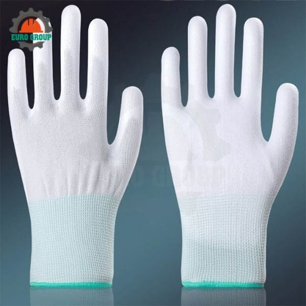 Găng Tay Phủ PU Lòng Bàn Tay Trắng Chống Tĩnh Điện