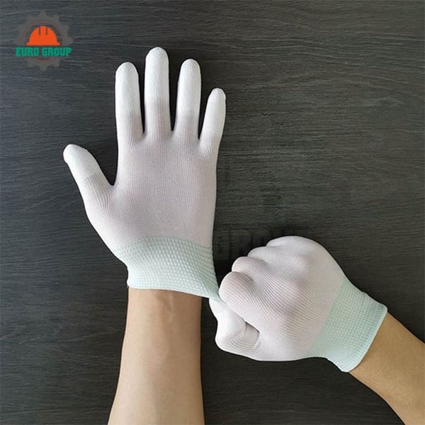 Găng Tay PU Phủ Ngón Tay Màu Trắng Chống Tĩnh Điện