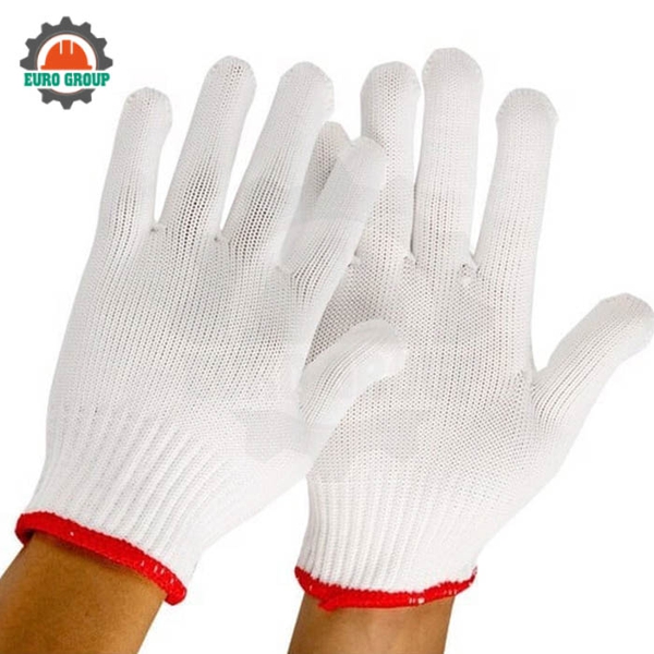 Găng Tay Sợi Poly Trắng Chống Trơn Trượt Co Giãn Thoáng Khí