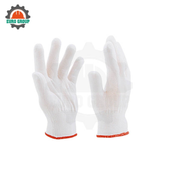 Găng Tay Sợi Poly Trắng Chống Trơn Trượt Co Giãn Thoáng Khí