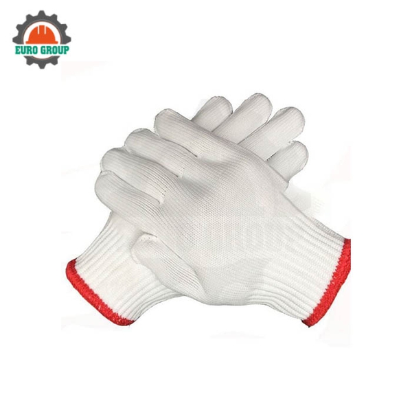 Găng Tay Sợi Poly Trắng Chống Trơn Trượt Co Giãn Thoáng Khí