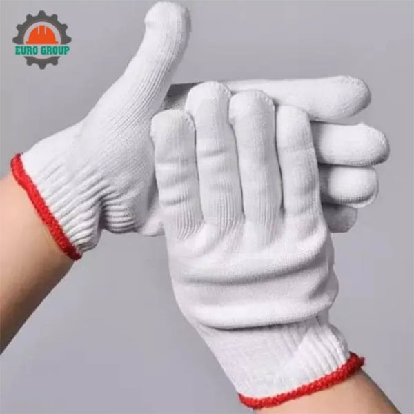 Găng Tay Sợi Poly Trắng Chống Trơn Trượt Co Giãn Thoáng Khí