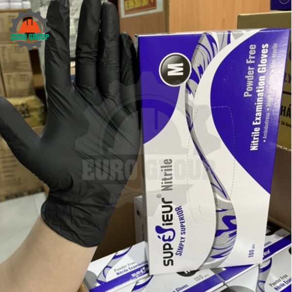 Găng Tay Y Tế Nitrile Superieur Không Bột Màu Đen Chính Hãng