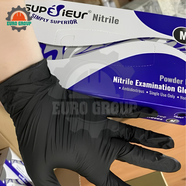 Găng Tay Y Tế Nitrile Superieur Không Bột Màu Đen Chính Hãng