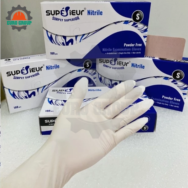 Găng Tay Y Tế Nitrile Superieur Không Bột Màu Trắng