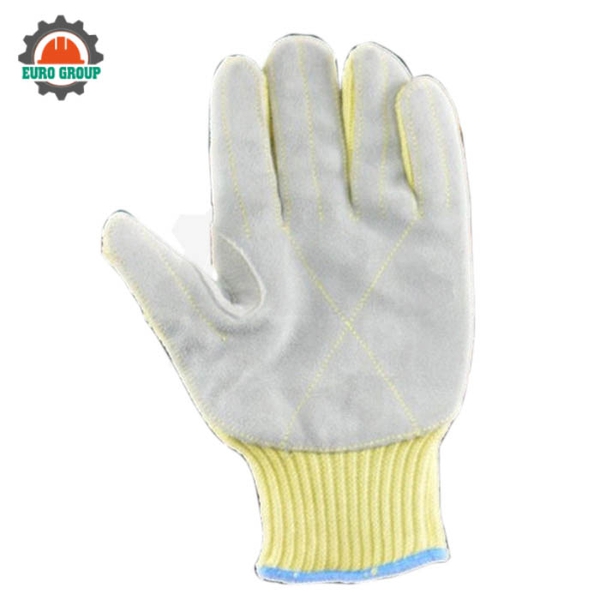 Bao Tay Chịu Nhiệt Độ Cao Chống Cắt 1 Mặt Thêm Lớp Da Bò Vàng Xám 24cm
