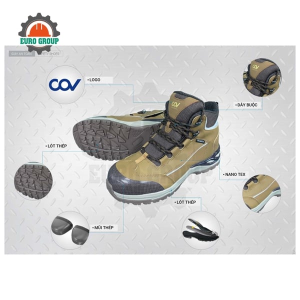 Giày Bảo Hộ COVE-609 Chống Đinh, Chống Trơn Trượt, Chống Thấm Nước
