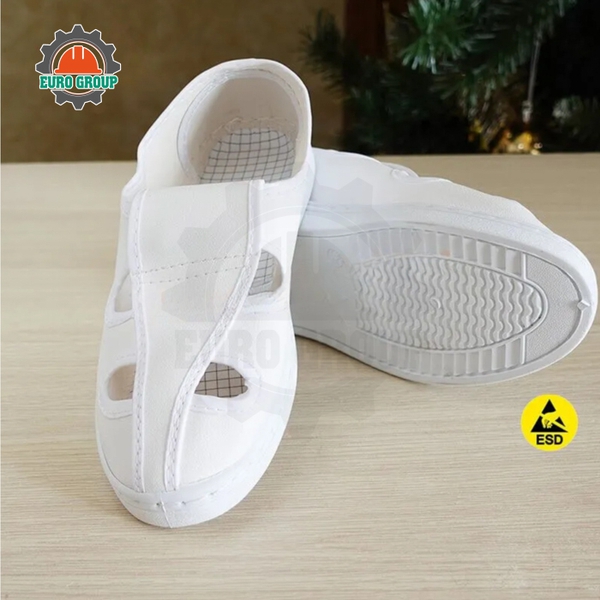 Giày Phòng Sạch 4 Lỗ Simili Chống Tĩnh Điện
