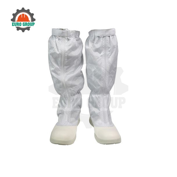 Giày Ủng Chống Tĩnh Điện PVC Màu Trắng Cổ Cao Chống Trơn Trượt