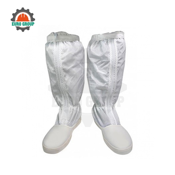 Giày Ủng Chống Tĩnh Điện PVC Màu Trắng Cổ Cao Chống Trơn Trượt