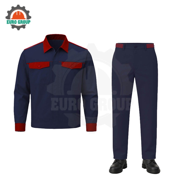 Đồng phục kỹ sư xanh đen phối đỏ