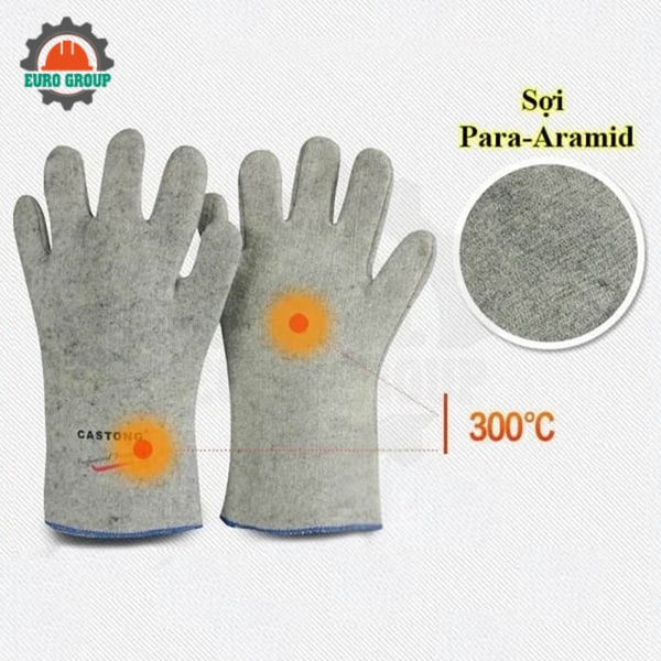 Găng Tay Chịu Nhiệt 300 Độ C Castong Màu Xám GKKK35-33