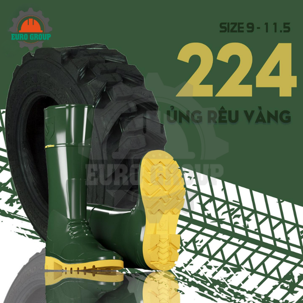 Ủng Bảo Hộ Thùy Dương Xanh Rêu - Vàng 224 Chống Trơn Trượt
