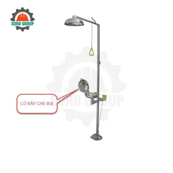 Bồn Rửa Mắt Và Tắm Khẩn Cấp Inox 304 Có Chân Đạp, Có Nắp 