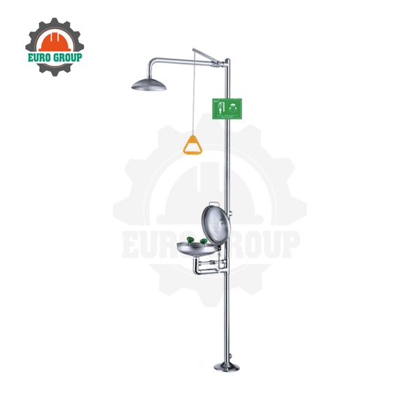 Bồn Rửa Mắt Và Tắm Khẩn Cấp Inox 304 Có Chân Đạp, Có Nắp 